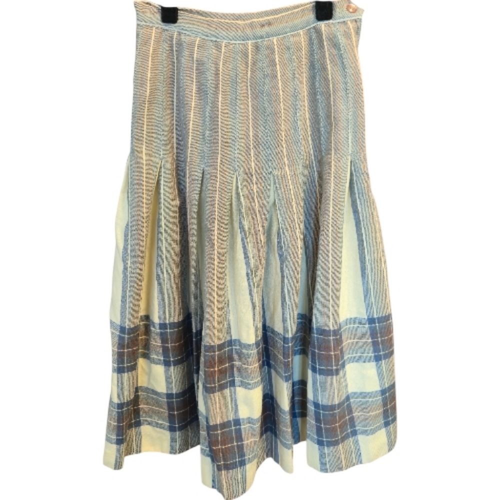 Vintage Plaid A-Line Wool Skirt